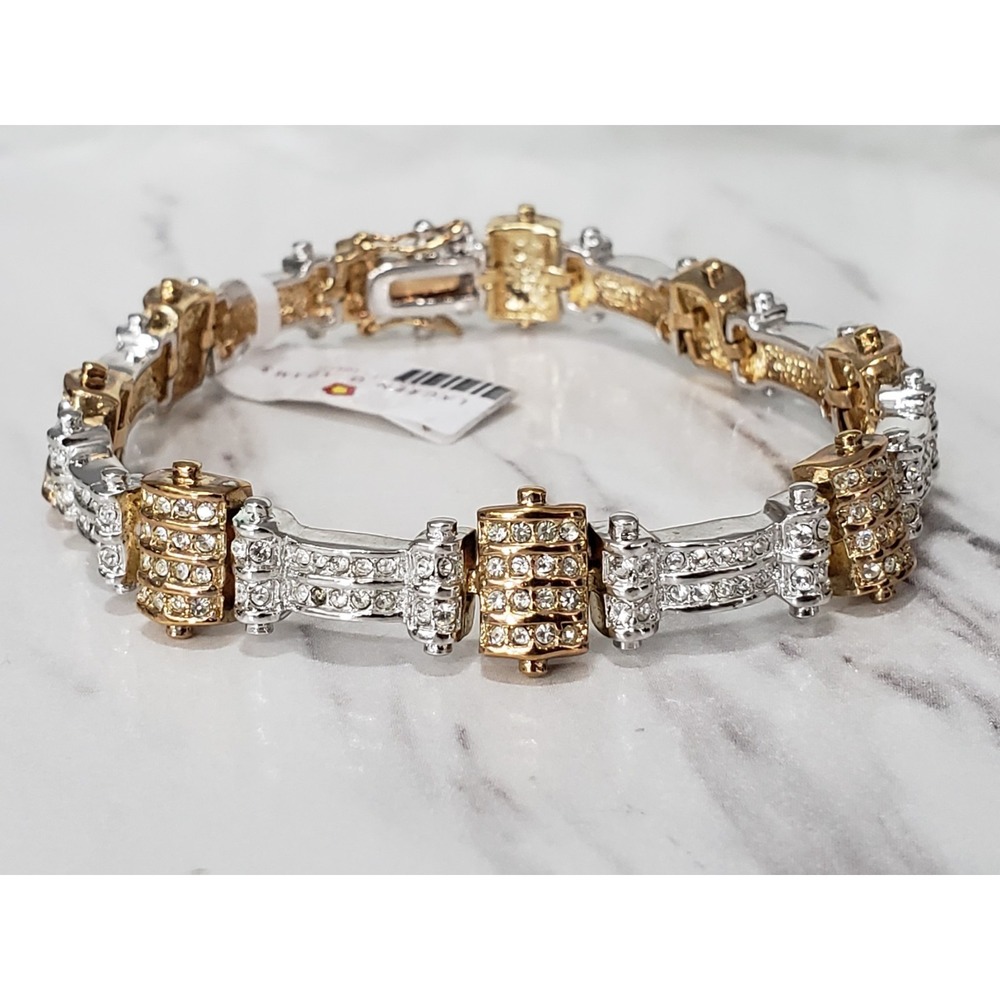 NEW 8.5" MENS WOMENS Lauren G Adams Pave chunky gold silver bracelet Moroccan